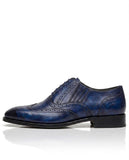 Blue Brogue Oxford Leather Shoes