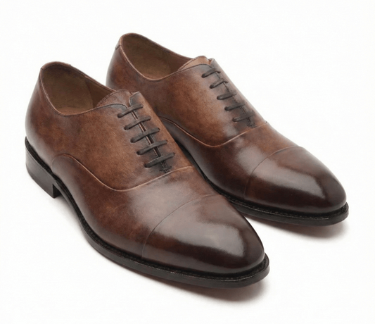 Antique Brown Leather Cap Toe Oxford