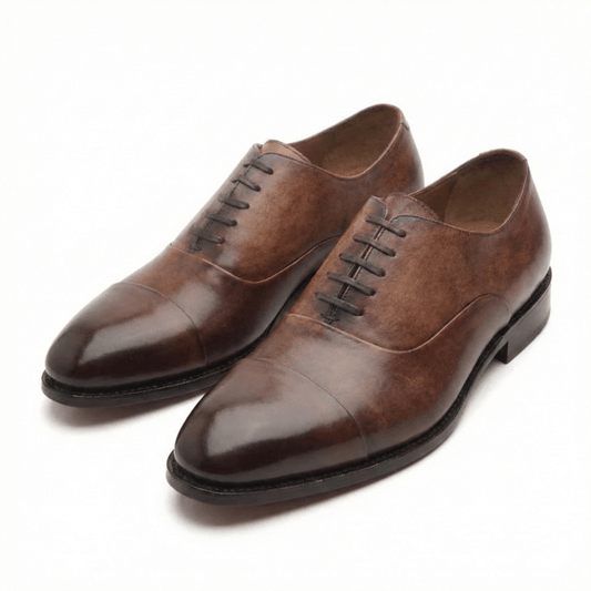 Antique Brown Leather Cap Toe Oxford