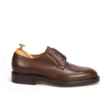 Dark Brown Pebble Leather Derby Shoes for Men