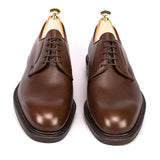 Dark Brown Pebble Leather Derby Shoes for Men