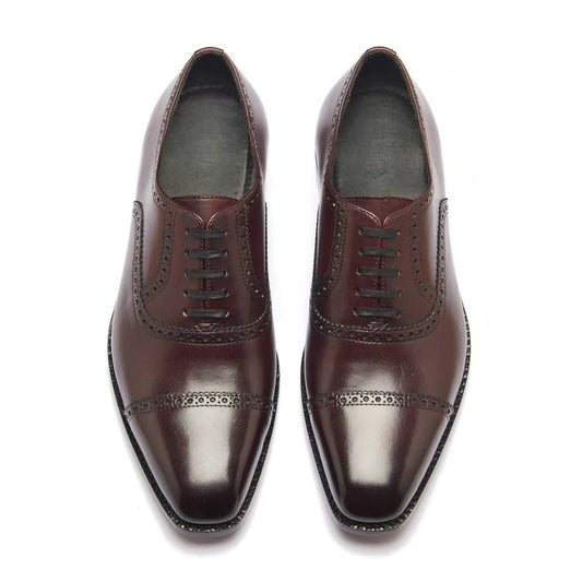 Bemer burgundy quarter brogue Oxford shoes – front view