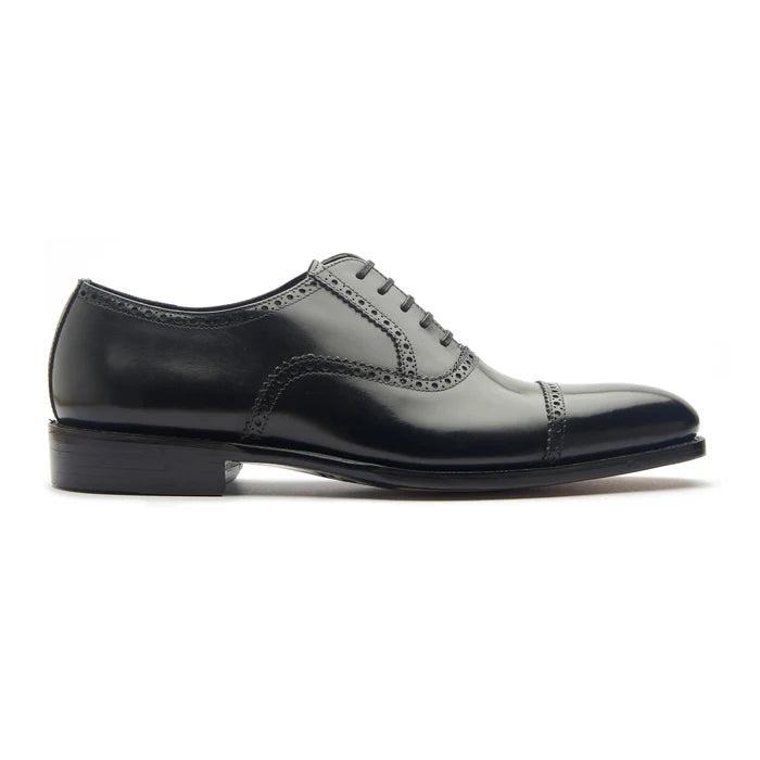 Premium black quarter brogue Oxford shoes – side view