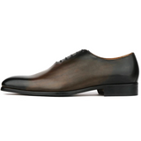 brown patina leather oxford dress shoes for men