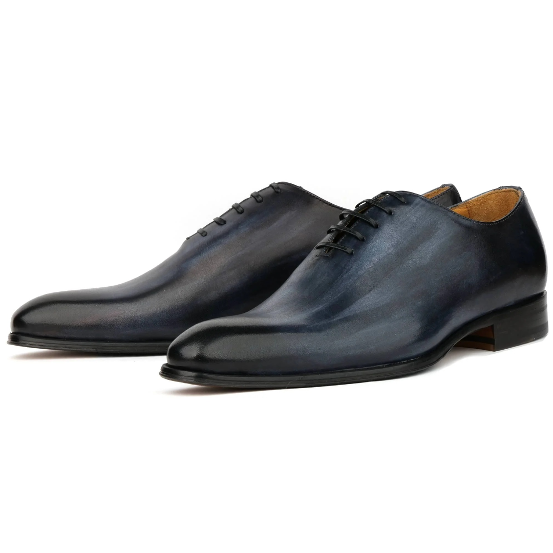 men’s wholecut oxford shoes in grey patina leather