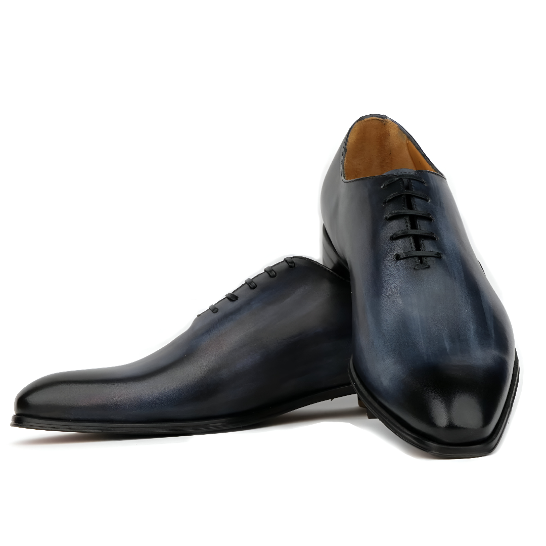 handcrafted grey patina leather oxford shoes