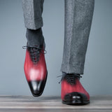 brownish-red oxblood wholecut oxford shoes for men
