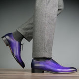 handcrafted purple patina leather oxford shoes