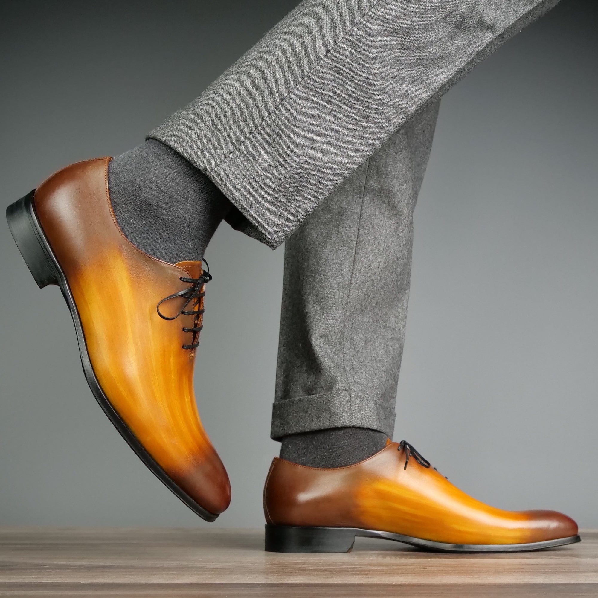 elegant menβs oxford shoes in custom patina tan