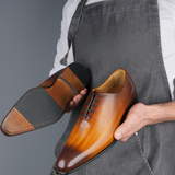 handcrafted custom patina tan leather oxford shoes