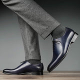 handcrafted blue leather oxford shoes