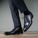 luxury blue wholecut oxford shoes for men