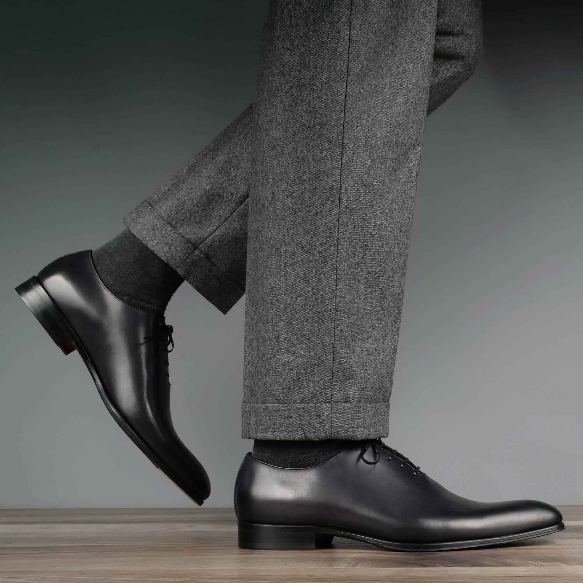 Benson grey wholecut oxford shoes with durable leather sole for formal wear