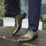 Olive green wholecut Oxford shoes
