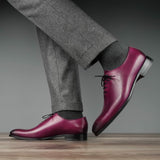 sleek plum leather oxford shoes for formal wear