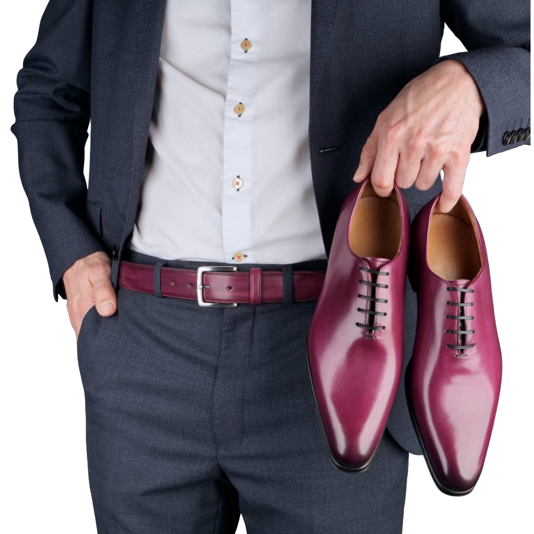handcrafted plum leather oxford shoes