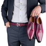 handcrafted plum leather oxford shoes