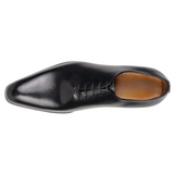 Top view of black Benson Wholecut Oxford shoes β hand-polished finish