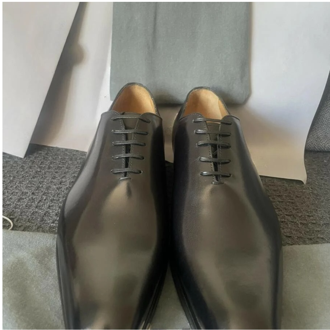 Hand-Polished Black Wholecut Oxford Shoes