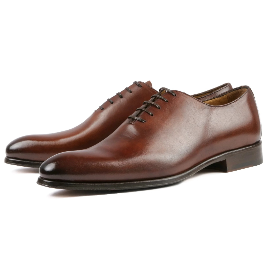 Benson Wholecut Oxford shoes in tan leather for men – classic formal dress shoes