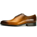 custom patina tan leather oxford dress shoes for men