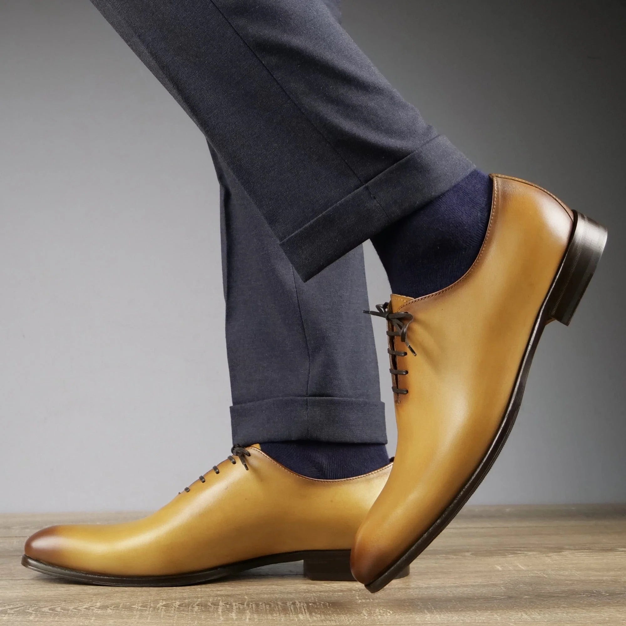 handcrafted almond tan oxford shoes