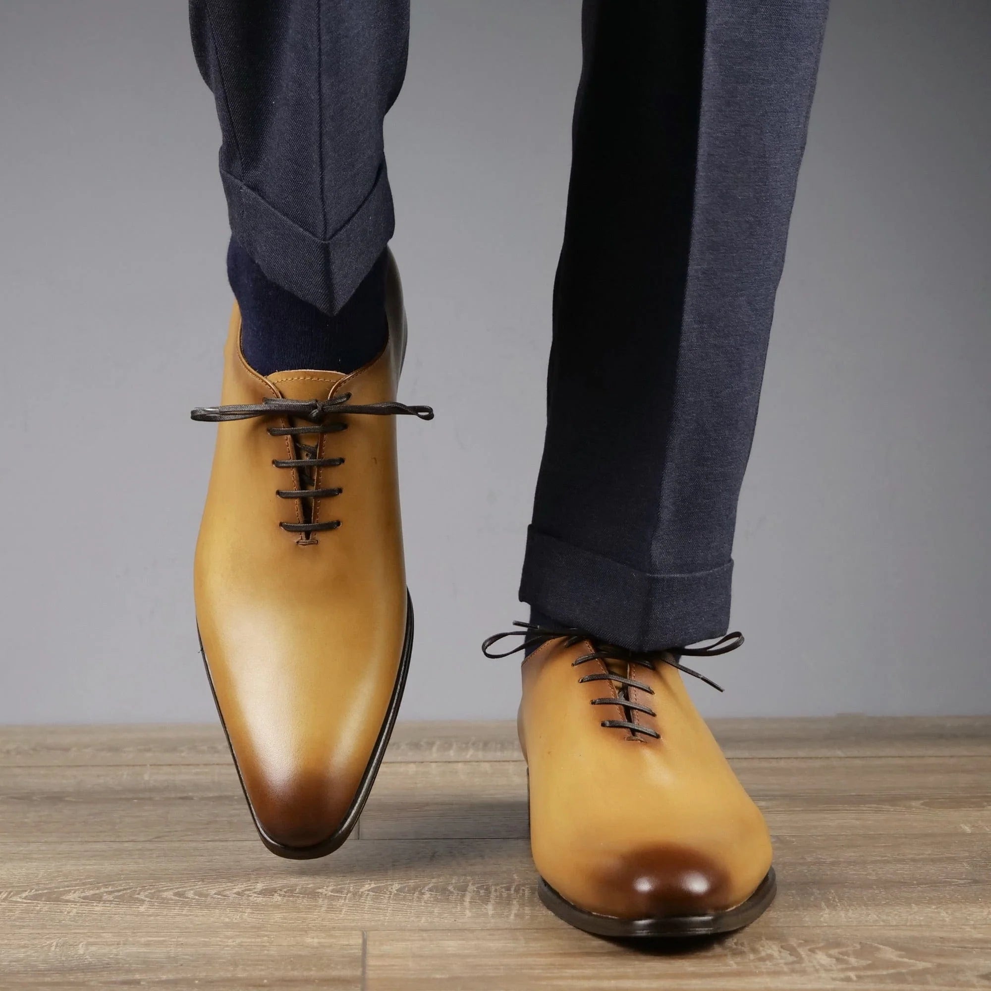 formal menβs leather shoes close up