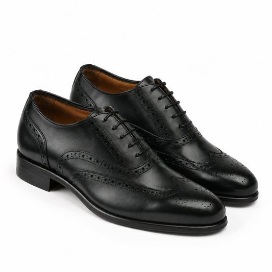 Black Brogue Oxford – Premium Wingtip Leather