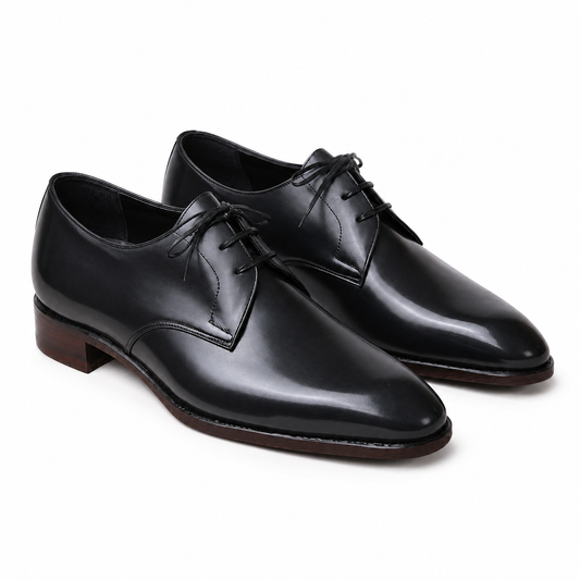 Black High-Shine Derby Shoes for Men