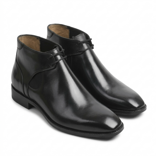 Black Leather Chukka Boots for Men