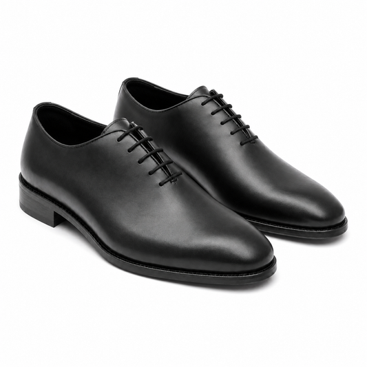 Black Leather Drayton One Cut Oxfords - Formal Shoes