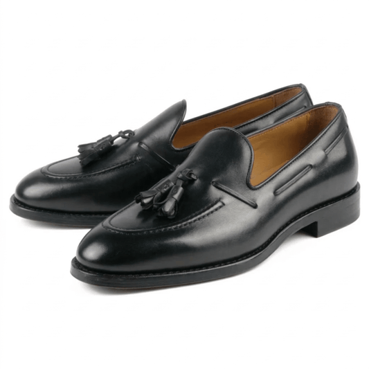 Black Leather Tassel Loafers