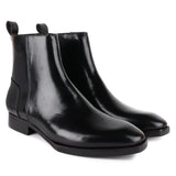 Black brushed leather spade sole zip boots for men β handcrafted luxury footwear