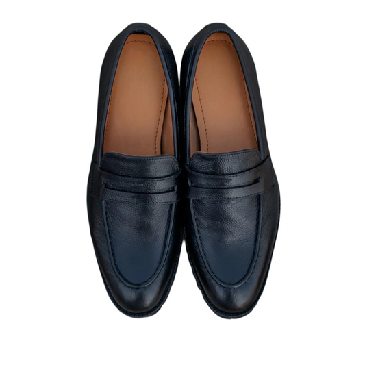 Black Leather Joliette Loafers β Top View
