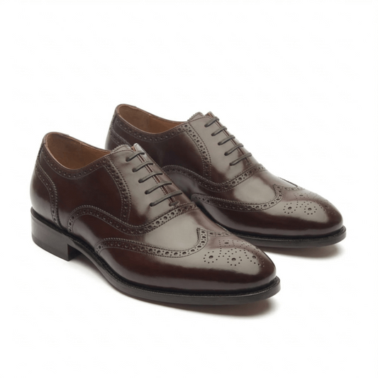 Brown Leather Brogue Oxford Shoes for Men