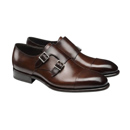Brown Leather Castle Monk Straps - Formal Shoes