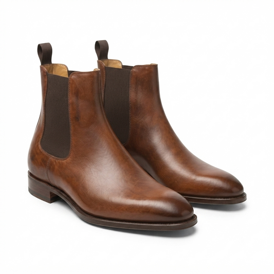 Brown Leather Chelsea Boots for Men