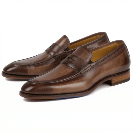 Brown Premium Leather Penny Loafers for Men