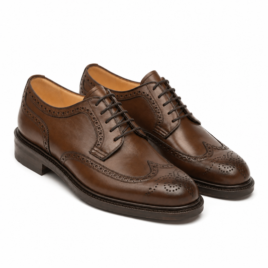 Brown Vegano Longwing Blucher Shoes for Men