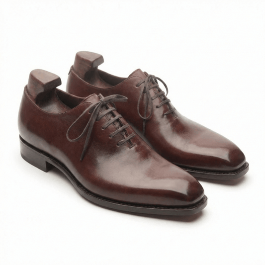 Burgundy Leather Oxford Shoes for Men