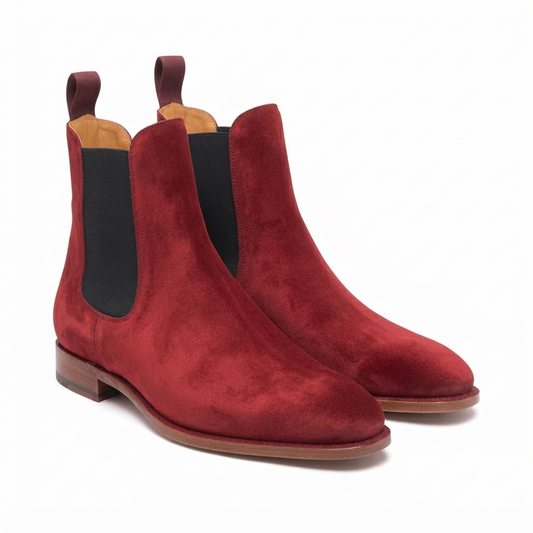 Burgundy Suede Slip-On Chelsea Boots for Men | LexaItaliano