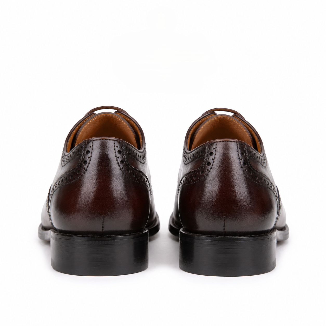 Brown leather Oxford shoes for men rear view