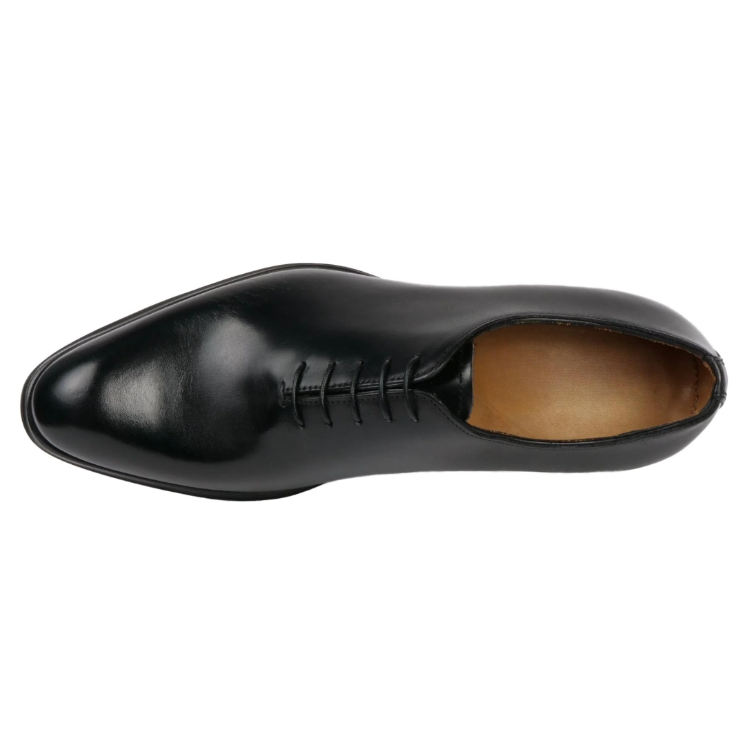 Premium menβs black leather Oxford shoes β minimalist wholecut construction