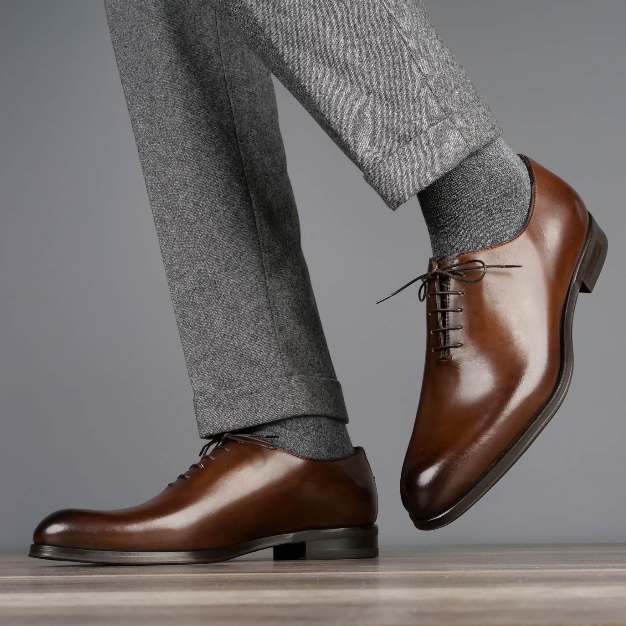 handcrafted brown leather oxford shoes