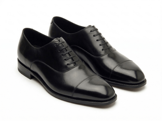 Black leather Oxford shoes for men formal cap toe dress shoes