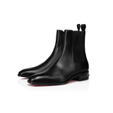 Black Leather Chelsea Boots for Men with Studded Heel
