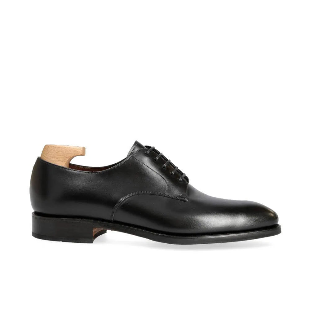 Side view of black Boxcalf Derby shoes for office and formal wear