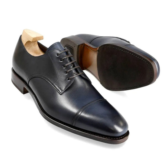 Navy Derby shoes for men with clean formal finish by LexaItaliano