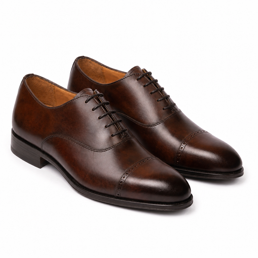Dark Brown Cap Toe Oxford Shoes – Premium Leather