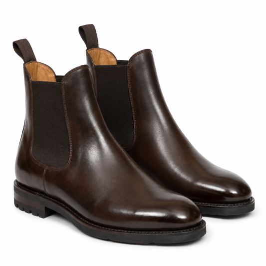 Dark Brown Leather Chelsea Boots for Men